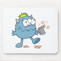 goofy blue drunk monster cutie mouse pad