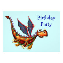 Goofy Flying Dragon Birthday Party Announcements