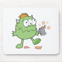 goofy green drunk monster cutie mousepads