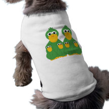 Goofy Green Ducks And 4 Babies Doggie Tshirt