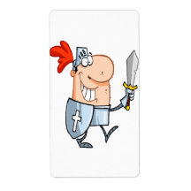goofy knight in shining armour with sword cartoon labels
