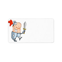 goofy knight in shining armour with sword cartoon personalized address label