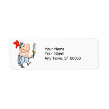 goofy knight in shining armour with sword cartoon labels