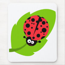 goofy ladybug on a leaf mouse pad