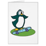 goofy penguin on skateboard cards