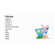 goofy pink spring easter bunny business cards