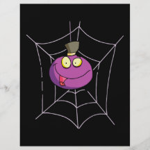 goofy silly cute spider in web cartoon flyers