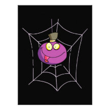 goofy silly cute spider in web cartoon custom announcement