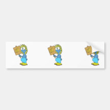 goofy silly monster saying hi bumper sticker