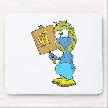 goofy silly monster saying hi mouse pads