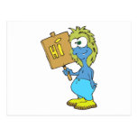 goofy silly monster saying hi post cards