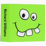 Goofy smiley face funny personalized green binder