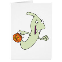 goofy trick or treat ghost cartoon card