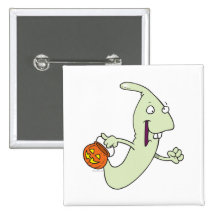 goofy trick or treat ghost cartoon pinback button