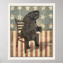 GOP Elephant Takes the Chair Funny Political Print