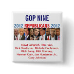 GOP Nine - 2012 Republican Primary Election buttons