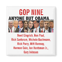 GOP Nine - 2012 Republican Primary Election Refrigerator Magnets