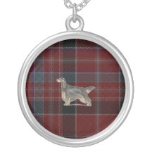 Gordon Setter on Aberdeen District Tartan Necklace