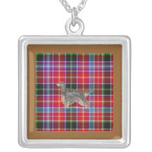 Gordon Setter on Aberdeen District Tartan Necklace