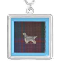 Gordon Setter on Gordon Huntly Red Tartan Necklace