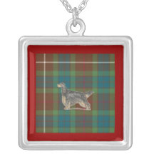 Gordon Setter on Gordon Red Tartan Necklace
