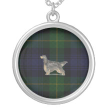 Gordon Setter on Gordon Regimental Tartan Necklace