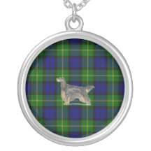 Gordon Setter on Gordon Tartan Necklace