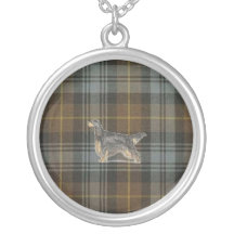 Gordon Setter on Gordon Weathered Tartan Necklace