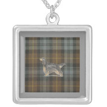 Gordon Setter on Gordon Weathered Tartan Necklace