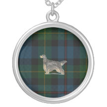 Gordon Setter on Huntly District Tartan Necklace