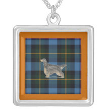 Gordon Setter on Huntly District Tartan Necklace
