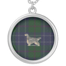 Gordon Setter on Roxbugh District Tartan Necklace