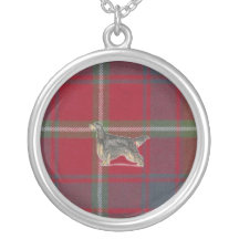 Gordon Setter on Roxbugh Red Tartan Necklace