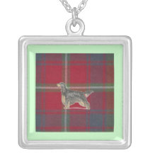 Gordon Setter on Roxbugh Red Tartan Necklace