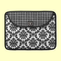 Gorgeous Black and White Damask Laptop Bag macbook sleeves