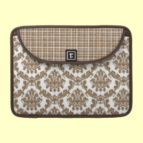 Gorgeous Brown and White Damask Laptop bag macbook sleeves