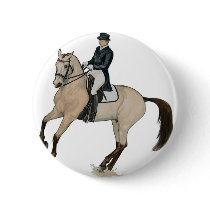 Gorgeous Buckskin Dressage Horse Art Pinback Buttons