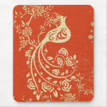 Gorgeous Fantasy Bird Red Grunge Background Mousepads