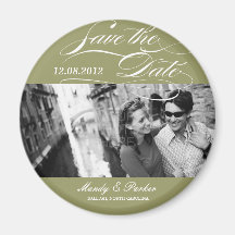 Gorgeous Script Save The Date Magnet (Green)