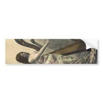 Gorgeous Vintage Woman Harpist Bumper Sticker