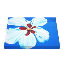 Gorgeous White Hibiscus on Blue Canvas Prints