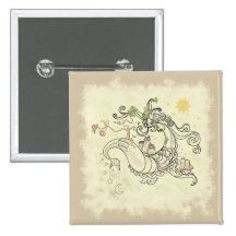 Gorgon Earth Mythology Colour Cream Pinback Buttons