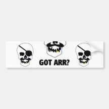 Got Arr? Pirate Skull Bumper Stickers