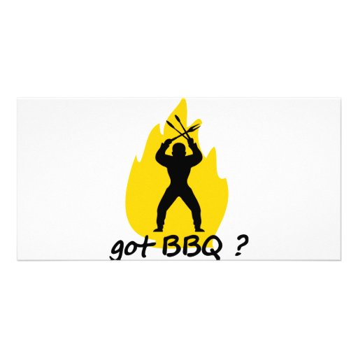 got BBQ? with flame icon Personalized Photo Card