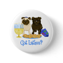 Got Latkes? Hanukkah Pug Buttons