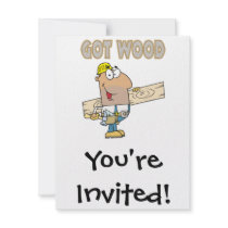 got wood carpenter humour funny design personalized invites