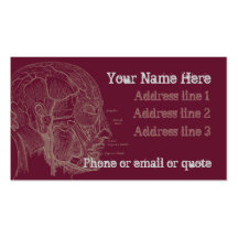 Goth Anatomy Head Business Card Red