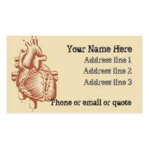Goth Anatomy Heart Business Card Tan