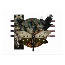 goth crow dark post card
