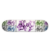 GOTH DRAGON BATTLE COLLAGE PRINT SKATE BOARD DECK